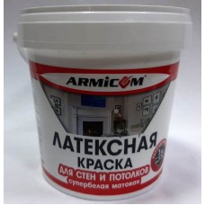 Краска Латексная для стен и потолоков супербелая матовая 12кг. ARMICOM