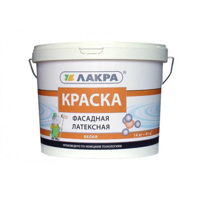 Краска латексная фасадная Белый 14 кг.Лакра 8306487