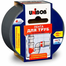 Лента клейкая д/труб серая 48 х 10 м, 130 мкм 24шт/уп UNIBOB 46745