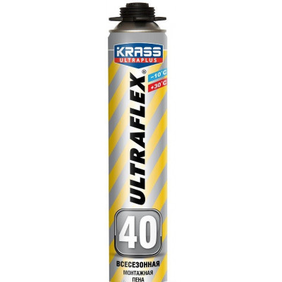 Пена монтажная  KRASS ULTRAFLEX 40 Пистолетная всесезонная  0,6л.0005279