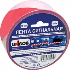 Лента сигнальная красно-белая 50ммх150м UNIBOB К39295 36шт/кор